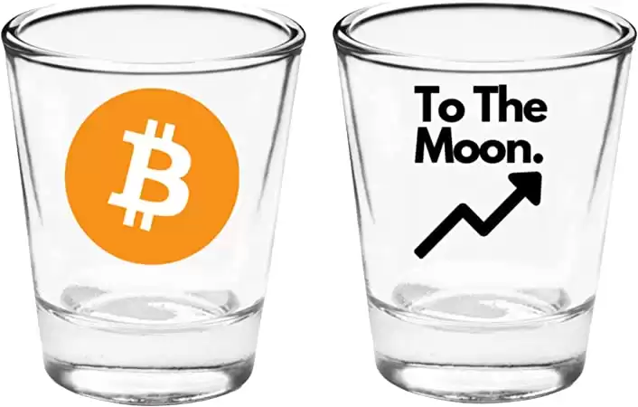 TIPSY UMBRELLA “BITCOIN TO THE MOON” Funny (1.75 oz) Collectible shot glass / Crypto Currency Gifts (1)