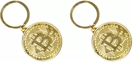 4Hrse - Bitcoin Token/Coin Keychain Gold Plated Real Crypto Gift Set Collectors Fits Nano Ledger (2 Pack)